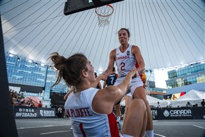 2 Katherine Plouffe (CAN), 1 Michelle Plouffe (CAN), Canada vs USA - 30/07/23 - Edmonton - FIBA 3x3